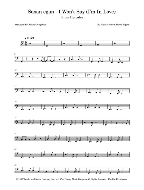 I Won't Say (I'm In Love) (Arr. Felipe Gonçalves) - David Zippel, Alan Menken (Instrumental Solo)