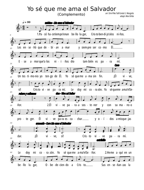 I know that my savior loves me [SPA Yo sé que me ama el Salvador](complemento)