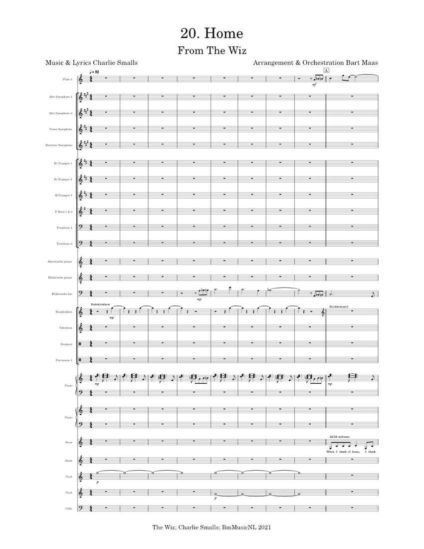 Home The Wiz Sheet music for Piano, Trombone, Vocals, Flute & more instruments (Mixed Ensemble