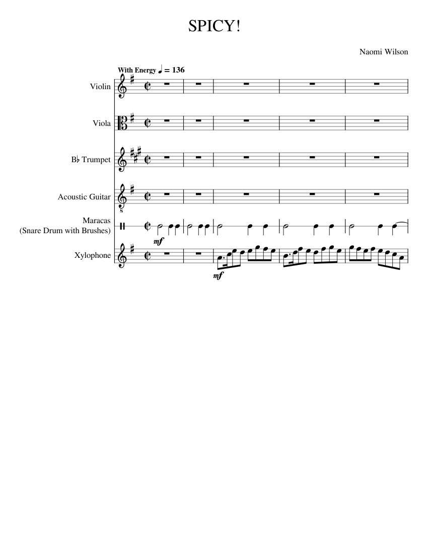 Spiced Notes SPICY! Sheet music for Trumpet in b-flat, Violin, Viola, Guitar & more ...