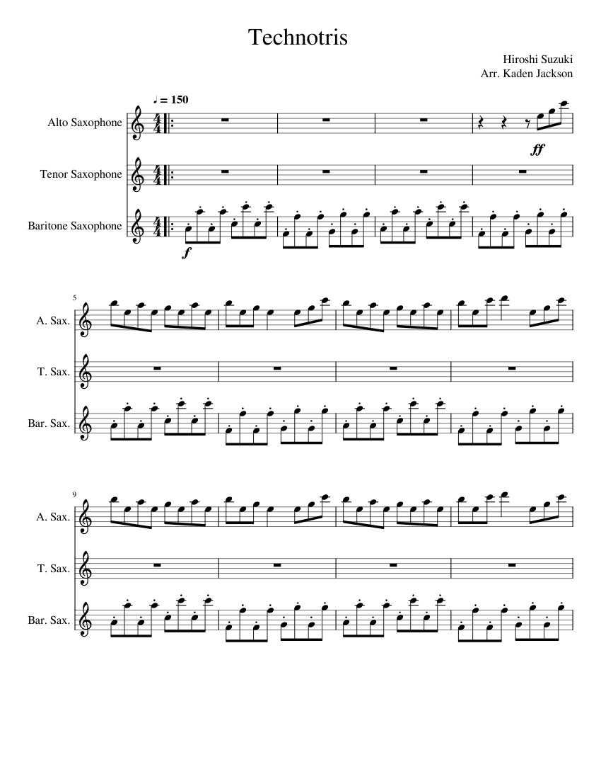 Technotris Sheet music for Saxophone alto, Saxophone tenor