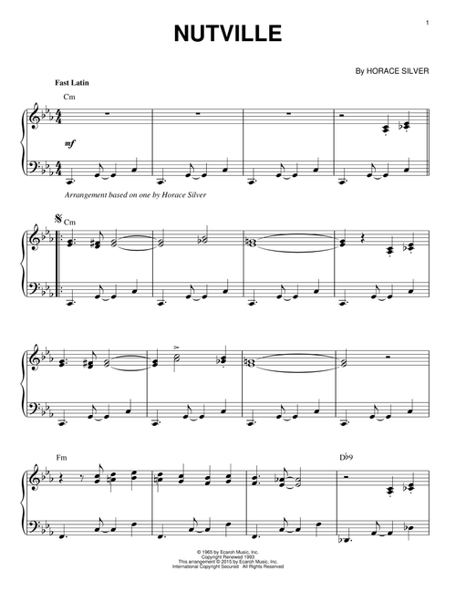Nutville (arr. Brent Edstrom) - Horace Silver (Piano Solo)