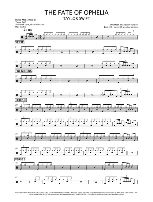 The Fate Of Ophelia (Arr. Jack Hill) - Taylor Swift (Drums)