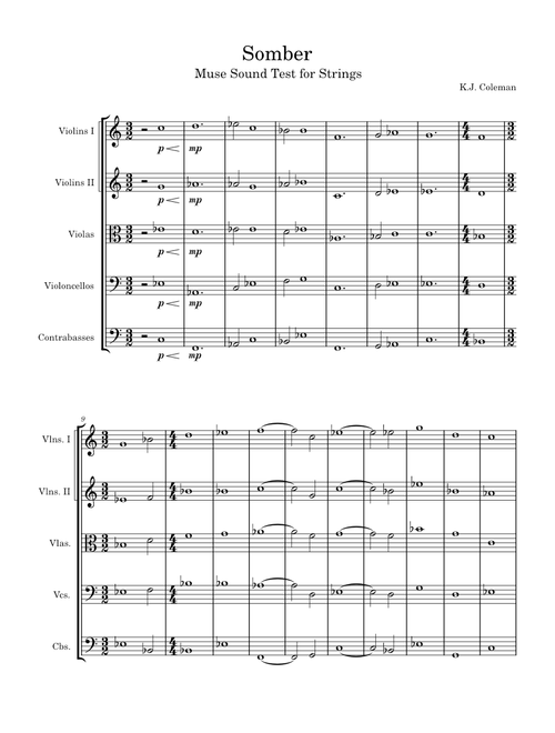 Somber for String Quintet - K.J. Coleman - Muse Sounds Test