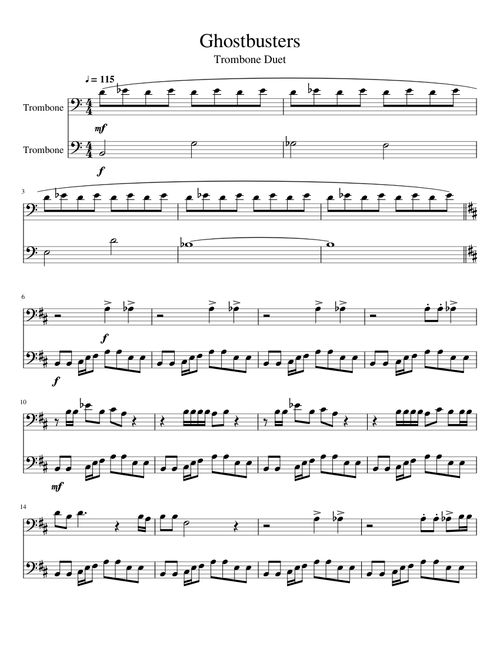 Ghostbusters - Trombone Duet