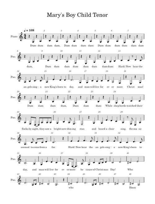 Mary's Boy Child – Misc Traditional