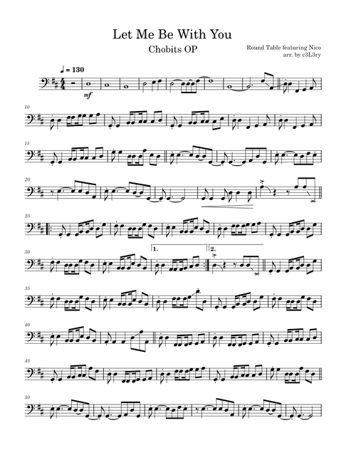 Let Me Be With You - Round Table || Bass Sheet Music
