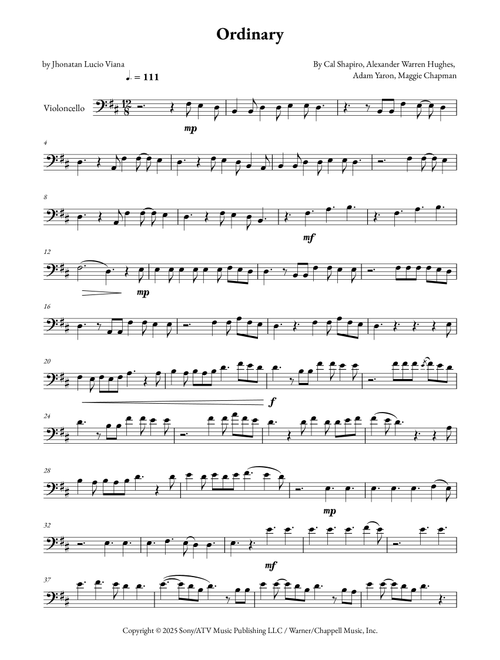 Ordinary (Arr. Jhonatan Lucio Viana) - Alex Warren (Cello Solo)