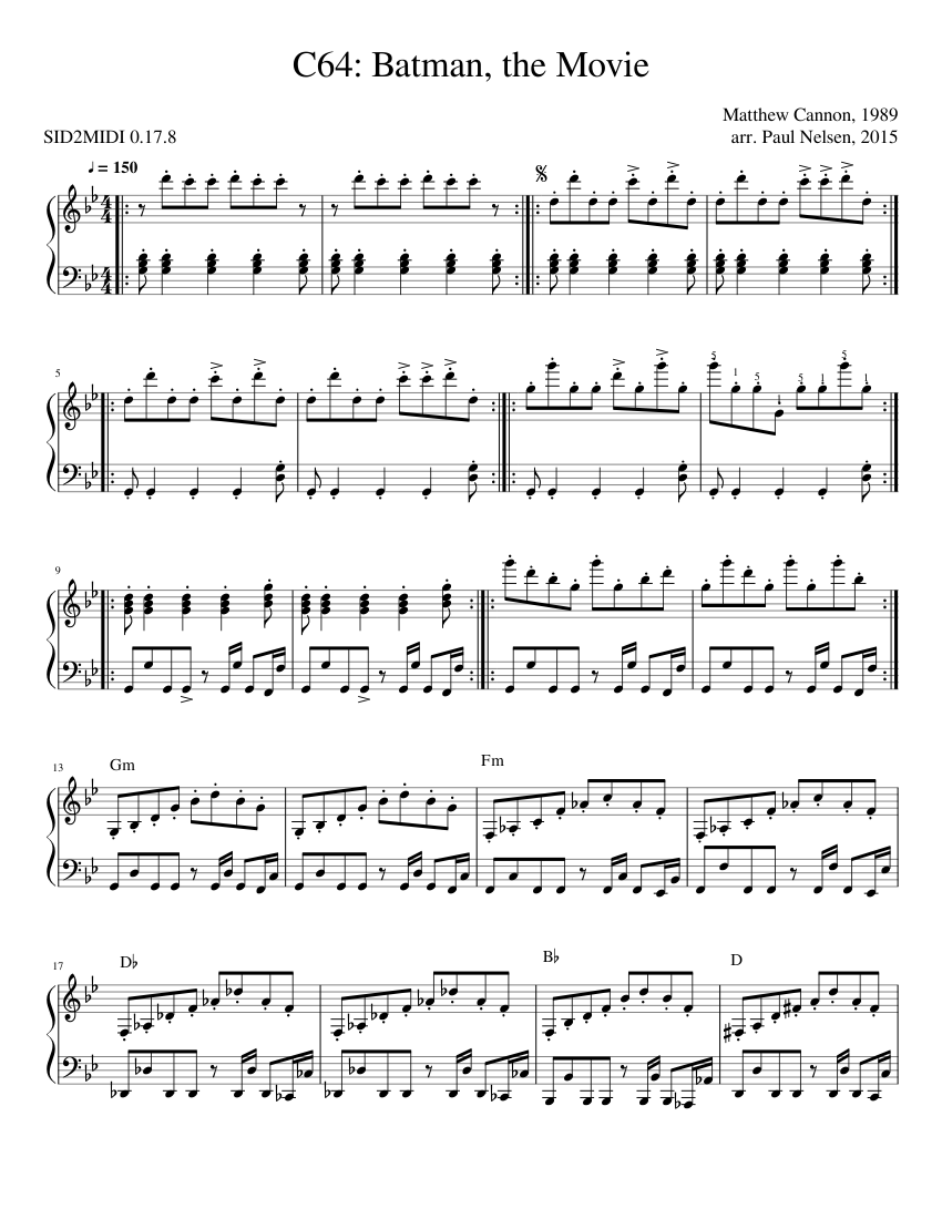 Batman, the Movie Sheet music for Piano (Solo) 