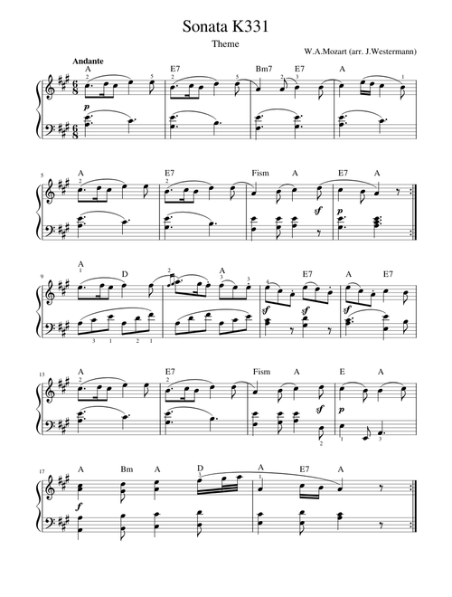 Piano Sonata No.11 in A major, K.331/300i – Wolfgang Amadeus Mozart