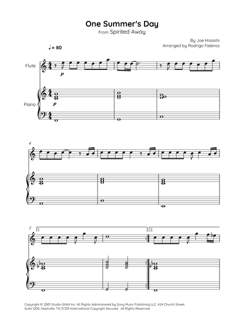 One Summer's Day (Arr. Rodrigo Faleiros) - Joe Hisaishi (Flute and Piano)