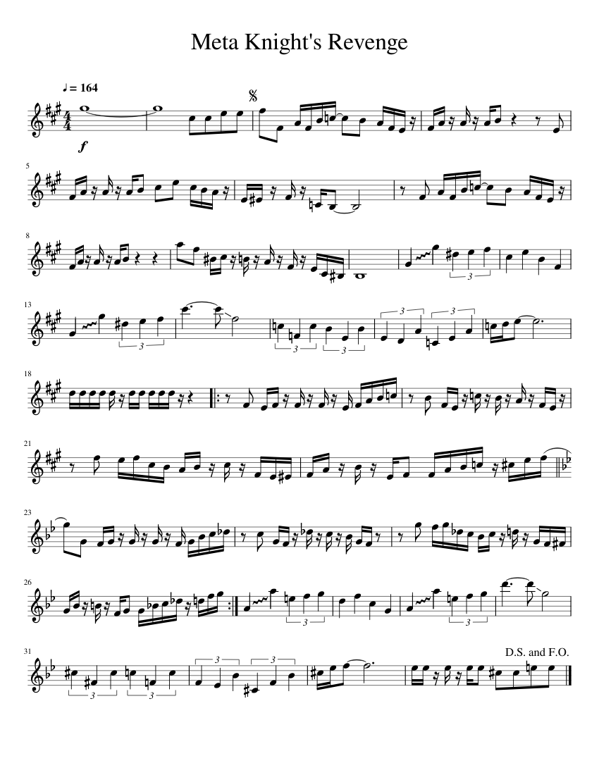 Meta Knight's Revenge Sheet Music for Saxophone alto (Solo) | MuseScore.com