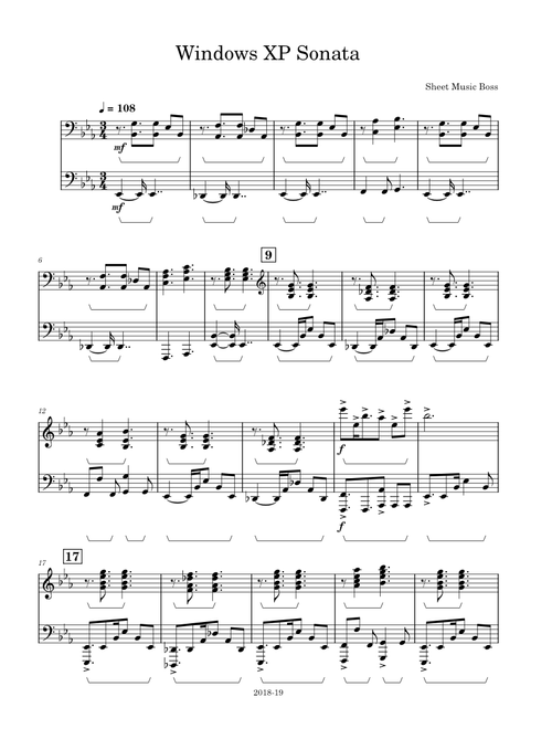 Windows XP Sonata – Sheet Music Boss
