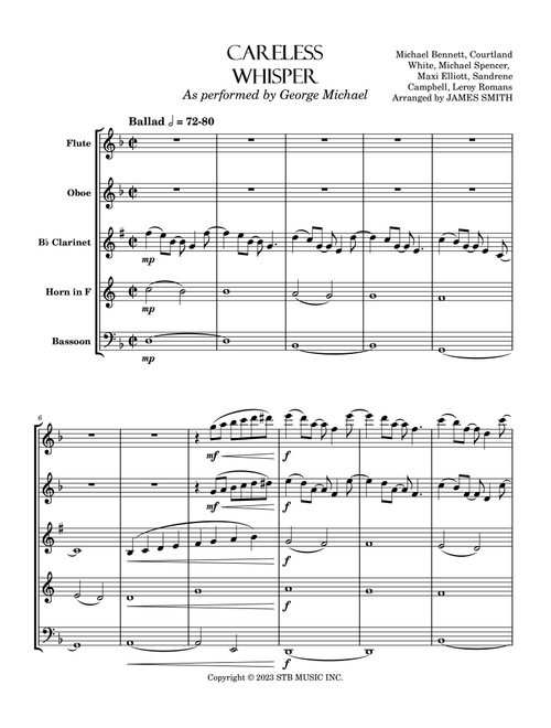 Careless Whisper (Arr. James Smith) - Gabrielle Aplin (Woodwind Ensemble)