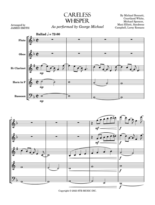 Careless Whisper (Arr. James Smith) - Gabrielle Aplin (Woodwind Ensemble)