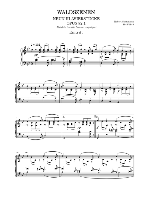 Waldszenen, Op.82 – Robert Schumann Waldszenen, Eintritt, Op 82 Nr. 1 - Robert Schumann
