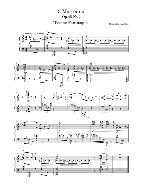 Scriabin - 3 Morceaux, Op.45 No.2: Poéme fantasque