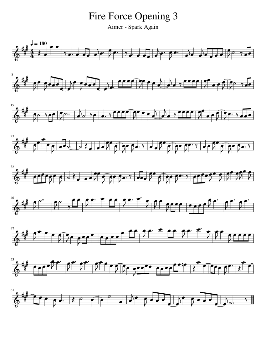 Fire Force Opening 3 (Flute) Sheet Music for Flute (Solo