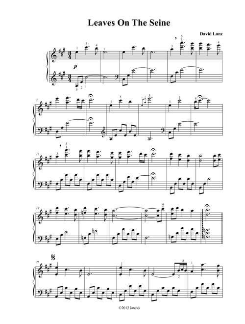 Leaves On The Seine (Arr. Thomas Jancso) - David Lanz (Piano Solo)