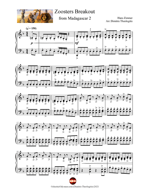 Zoosters Breakout (Arr. Dimitris Theologitis (electricOdysseas.com)) - Hans Zimmer (Piano Solo)