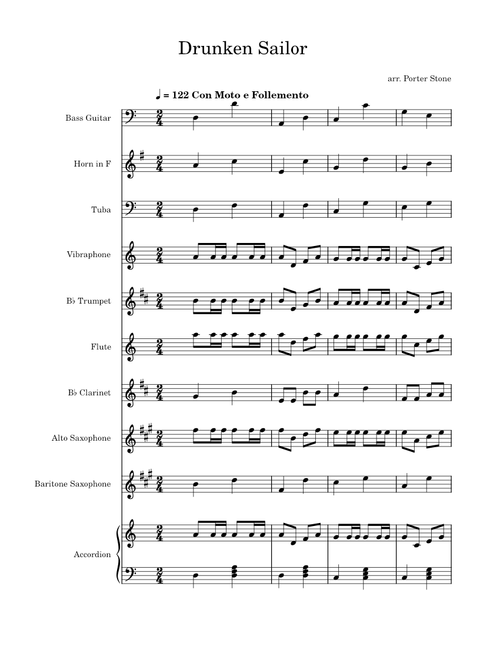 Drunken sailor – Misc Traditional Drunken Sailor arranged for Eastern High School