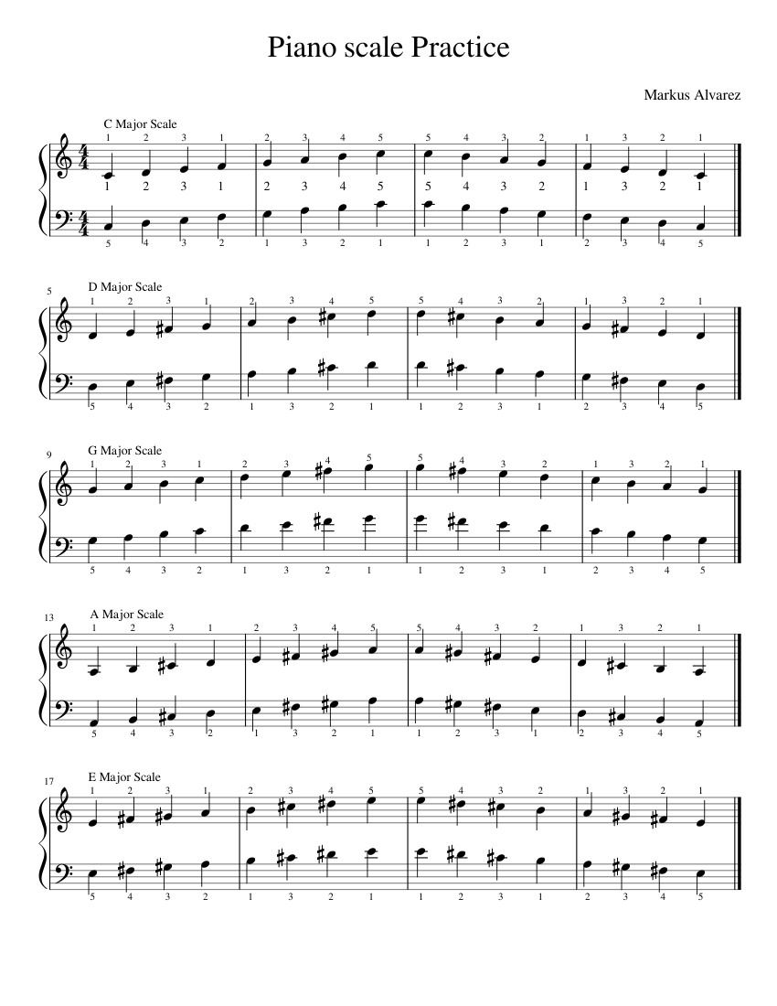 Piano scale Practice Sheet Music for Piano (Solo) easy | MuseScore.com