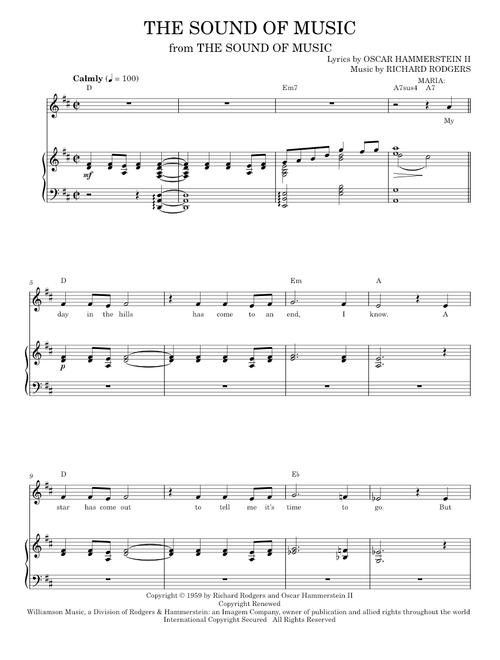 The Sound Of Music (from The Sound of Music) - Rodgers & Hammerstein (Piano Vocal)