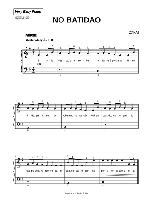 NO BATIDAO - ZXKAI (Very Easy Piano)