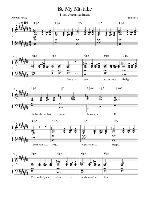 Be My Mistake - The 1975 (Piano Accompaniment + lyrics)