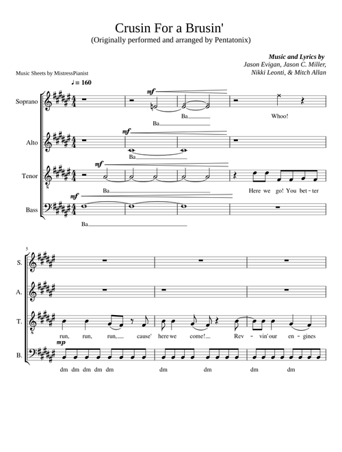 Crusin' for a Brusin' - Pentatonix (SATB A Capella)