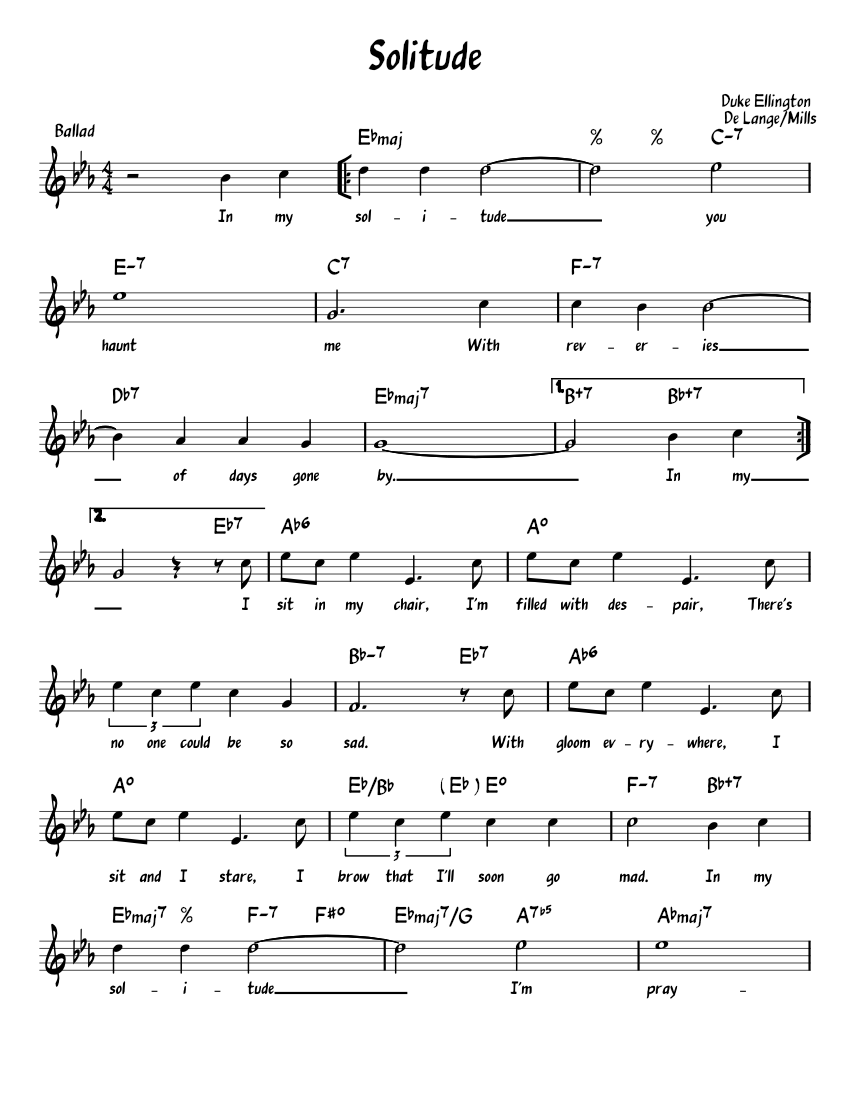 Física Santuario Desventaja Solitude by Duke Ellington Sheet music for Piano (Solo) | Musescore.com