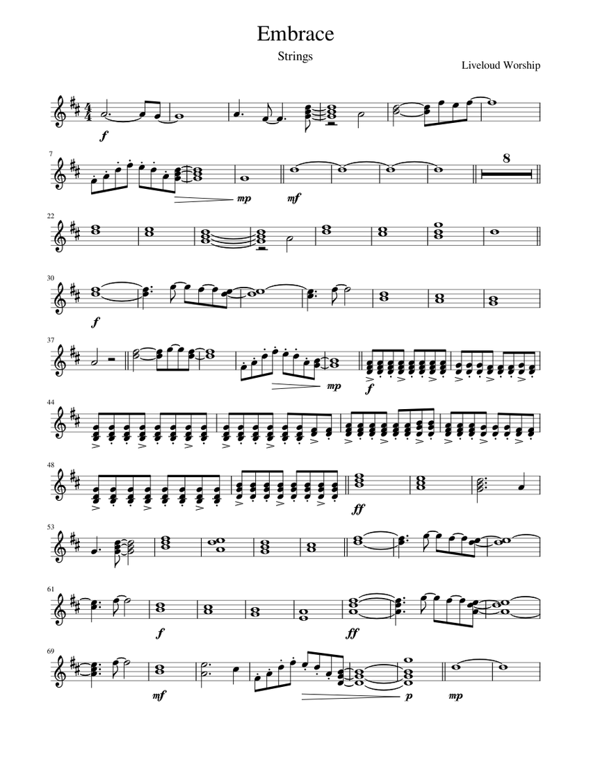 Embrace Sheet music for Violin (String Orchestra)