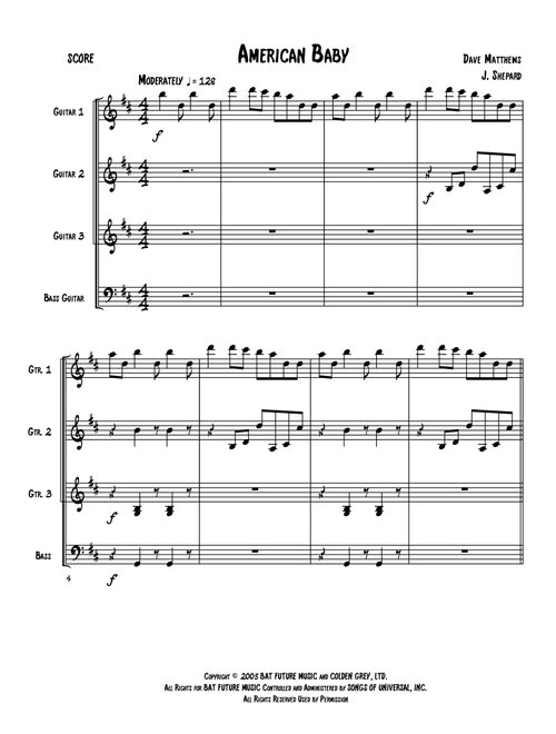 American Baby (Arr. Jeremy Shepard) - Dave Matthews Band (Guitar Ensemble)