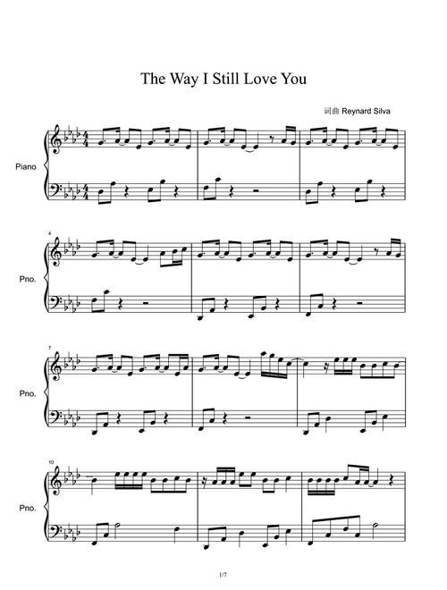 The Way I Still Love You (Arr. Reynard Silva) (Piano Solo)