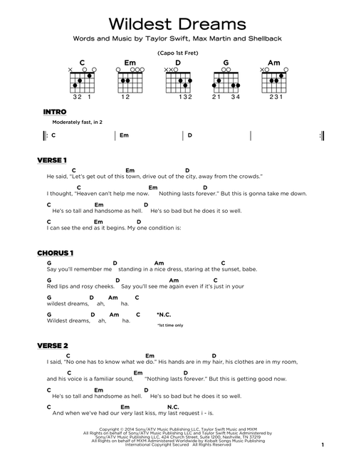 Wildest Dreams - Taylor Swift (Really Easy Guitar)