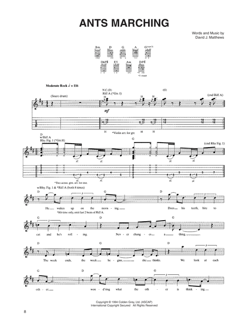 Ants Marching - Dave Matthews Band (Guitar Tab)