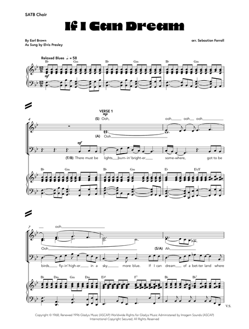 If I Can Dream (Arr. Sebastian Farrall) - Elvis Presley (Choral, SATB)