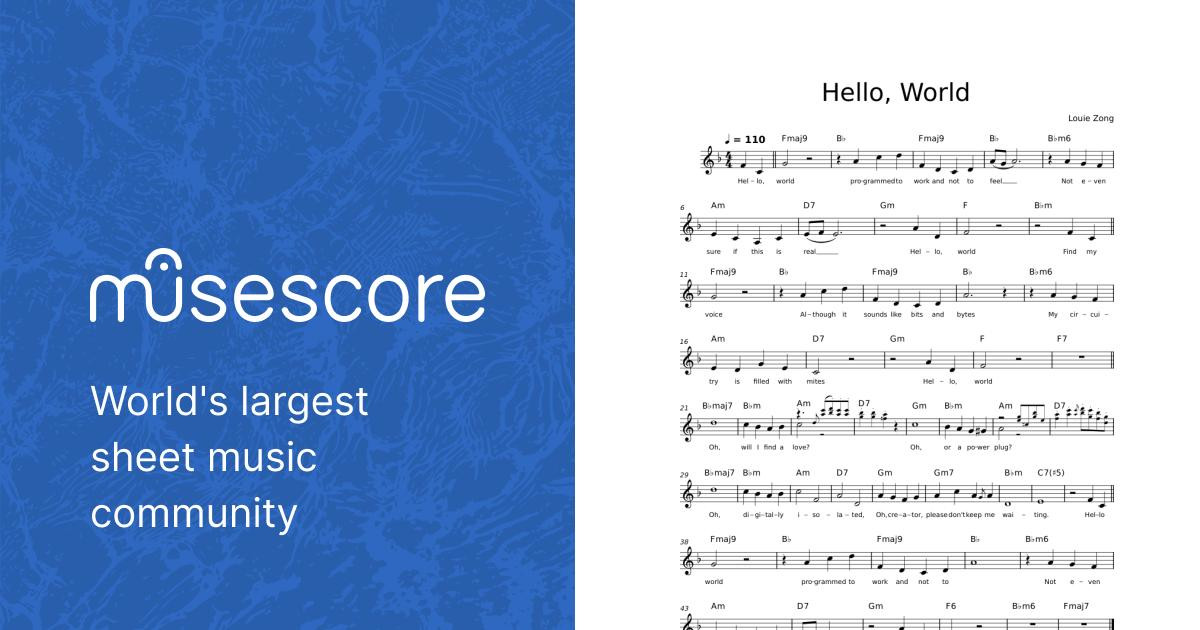 Hello world louie zong lead sheet sheet music for piano solo