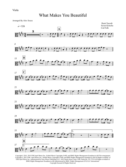 What Makes You Beautiful (Arr. Alex Souza) - One Direction (Viola Solo)