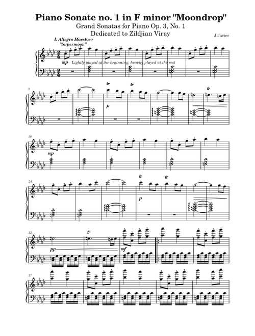 Piano Sonate no. 1 in F minor "Moondrop"