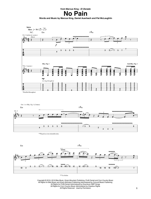 No Pain - Marcus King (Guitar Tab)