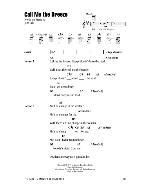 Call Me The Breeze - Lynyrd Skynyrd (Mandolin Chords-Lyrics)