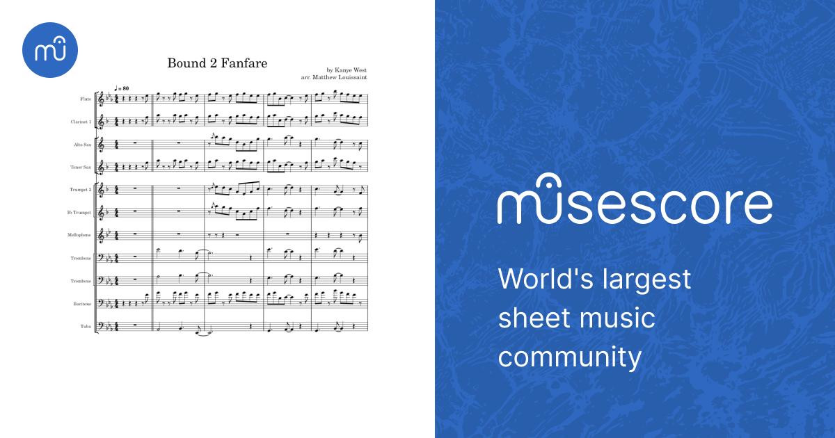 Bound 2 Fanfare Sheet Music for Trombone, Tuba, Flute, Clarinet in