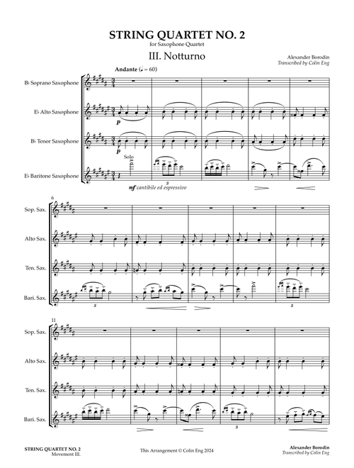 String Quartet No. 2 (MOVEMENT III) (Arr. Colin Eng) - Alexander Borodin (Woodwind Ensemble)