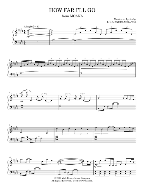How Far I'll Go - Lin-Manuel Miranda (Piano Solo)