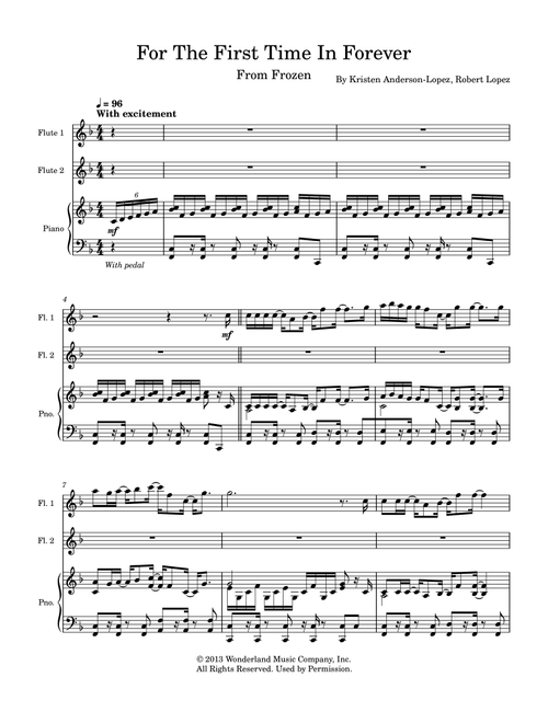 For The First Time In Forever (Arr. George Lin) - Kristen Bell Idina Menzel (Flute Duet)