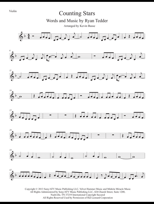 Counting Stars (Arr. Kevin Busse) - OneRepublic (Violin Solo)
