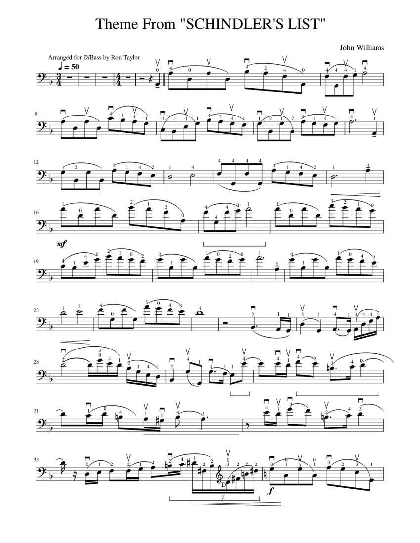 Theme from schindler s list no 9 sheet music for cello solo