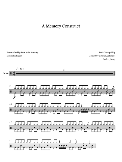 A Memory Construct (Arr. Evan Aria Serenity) - Dark Tranquillity (Drums)