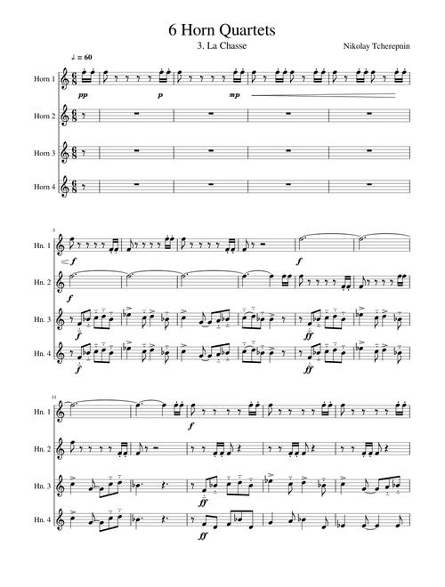 Tcherepnin - La Chasse (Horn Quartet)